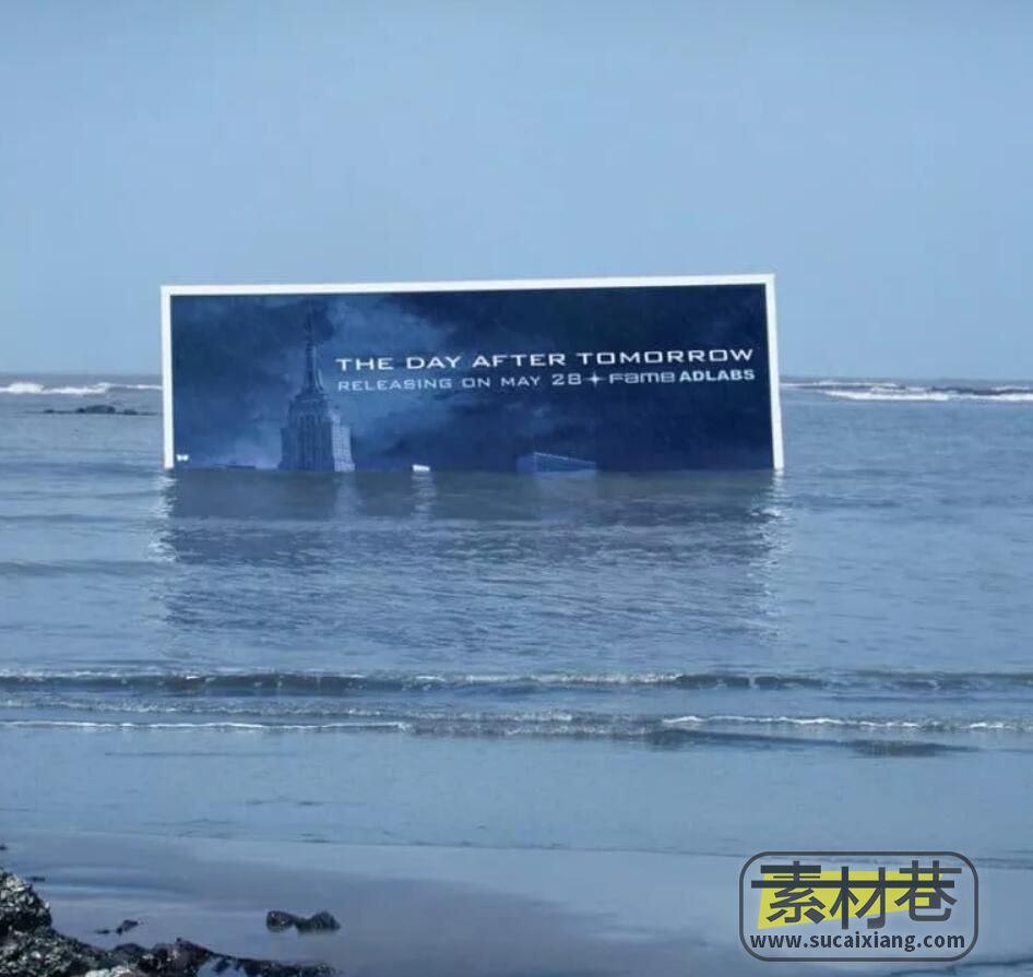 电影《后天》淹没在海水里沉浸式创意户外广告
