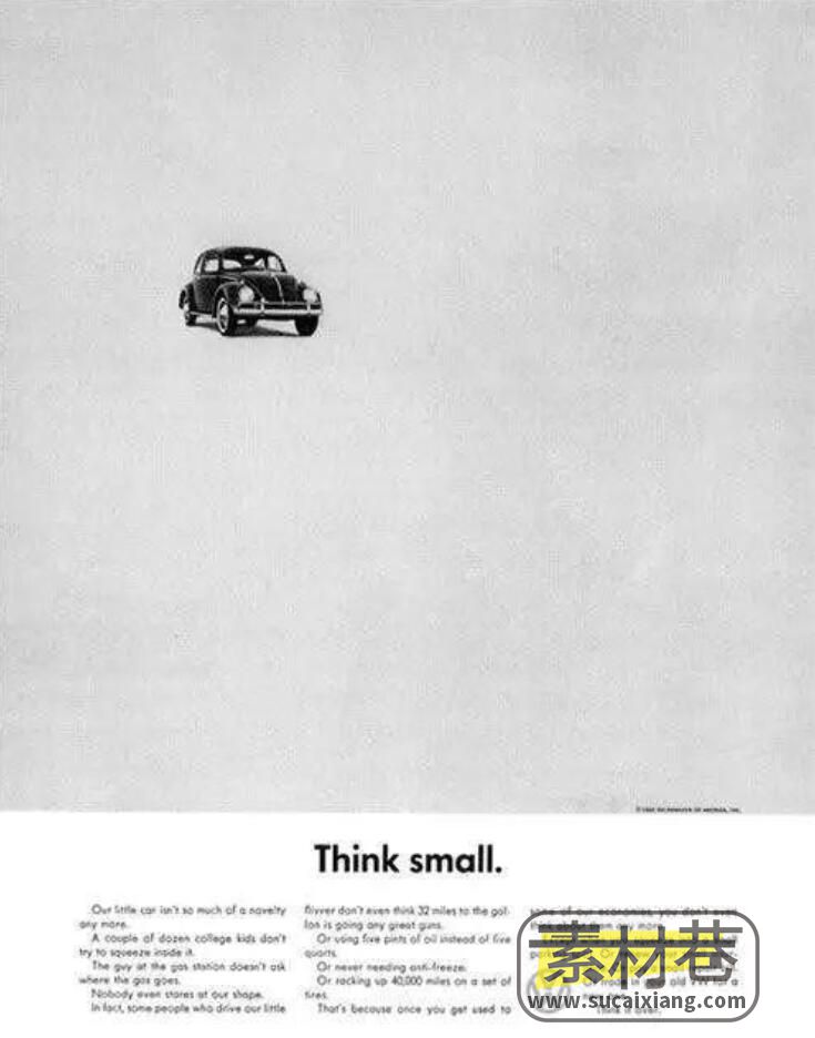 伯恩巴克给甲壳虫汽车写的经典广告文案《Think small》