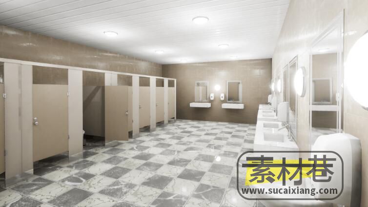 UE厕所卫生间马桶场景模型素材Restroom