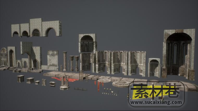 UE古代哥特式大教堂模型资源包Ancient Cathedral