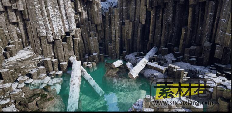 UE高质量玄武岩石岩柱模型Basalt Columns and Rocks 21 Types - AssetKit PB
