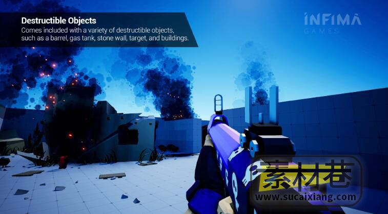 UE低多边形射击游戏原型模板资源包Low Poly Shooter Pack v4.0