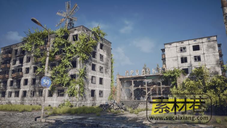 UE世界末日废墟荒凉城市场景模型素材Dead City
