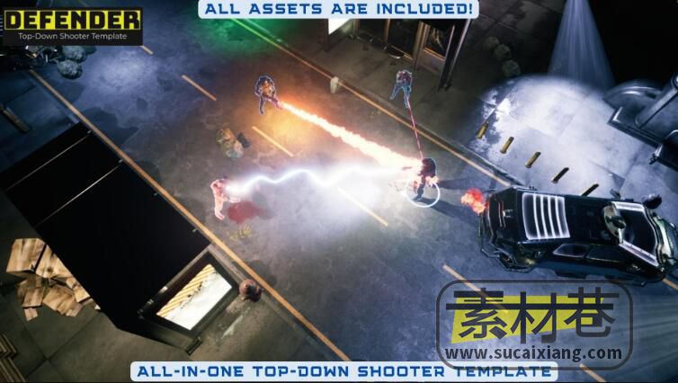 UE自上而下动作射击角色扮演游戏模板Defender: Top Down Shooter