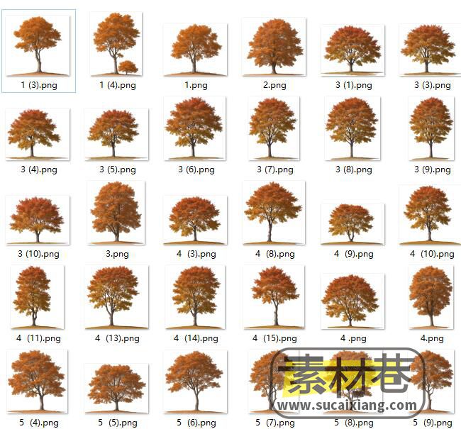 秋天黄色写实风格大树游戏素材（原创）