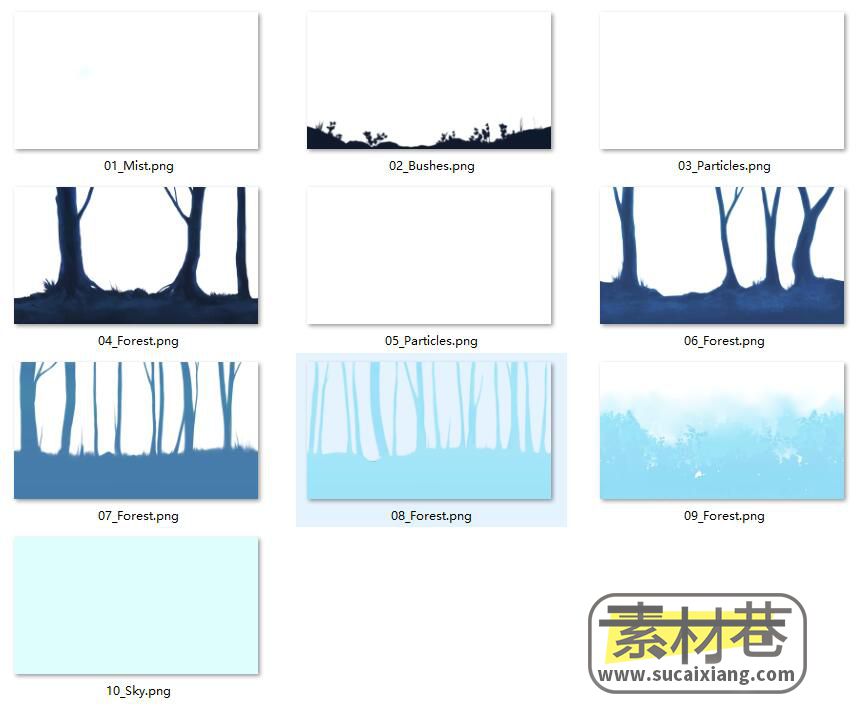 2D横版视差分层森林背景游戏素材