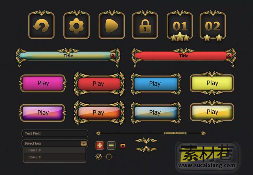 奇幻游戏用户界面图标UI素材