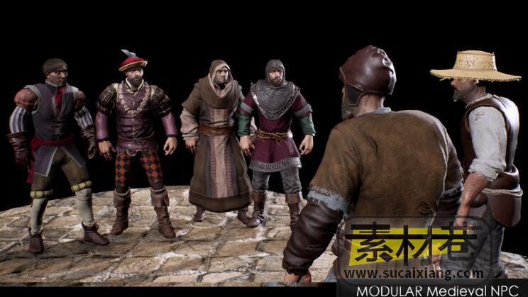 中世纪角色人物NPC模块化游戏资源包Modular Medieval NPC