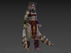 游戏部落持特殊武器的女性角色3D模型