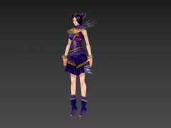 游戏古代与现代服饰相结合的女孩3D模型