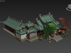 一座古代县衙房屋建筑游戏模型