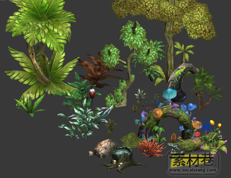 网络游戏中常用的树木植物模型