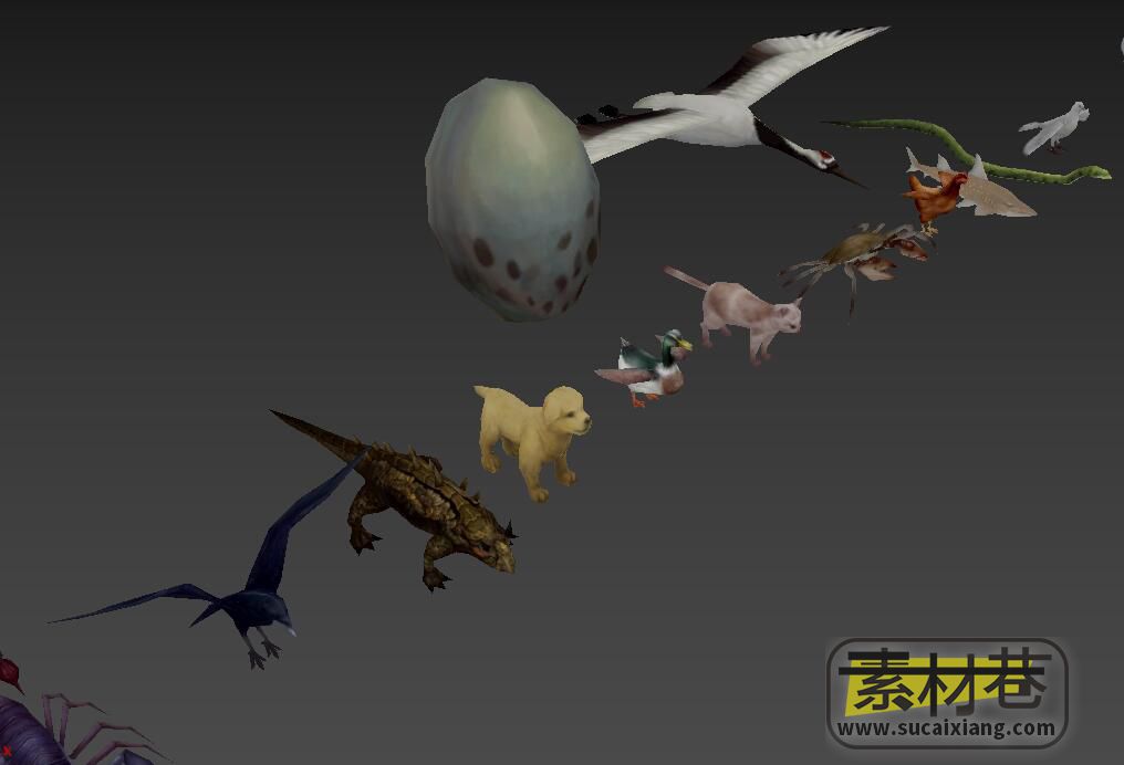 轩辕传奇仙鹤蝎子小狗螃蟹鲨鱼游戏动物模型集合