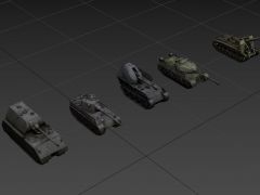 二战坦克3D模型5辆