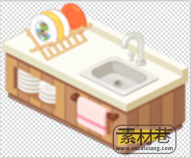 2d卡通模拟经营游戏洗碗池和洗手池素材