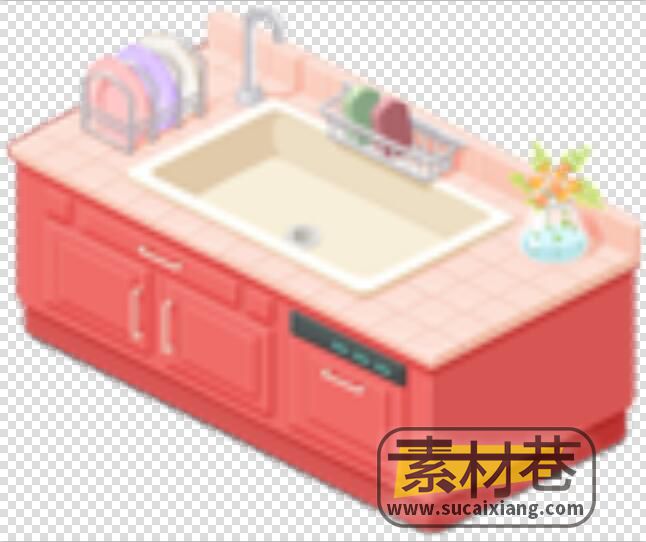 2d卡通模拟经营游戏洗碗池和洗手池素材