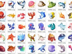 超萌可爱的海底鱼类图标游戏素材