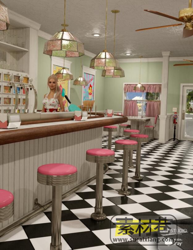 冰淇淋店内部场景3D模型
