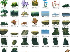 2d横版游戏场景植物山石素材