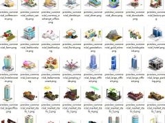 2.5d模拟经营游戏城市岛屿冬季版素材