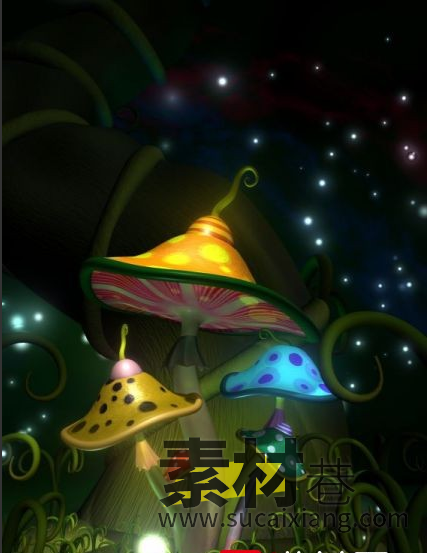 梦幻卡通风格蘑菇模型