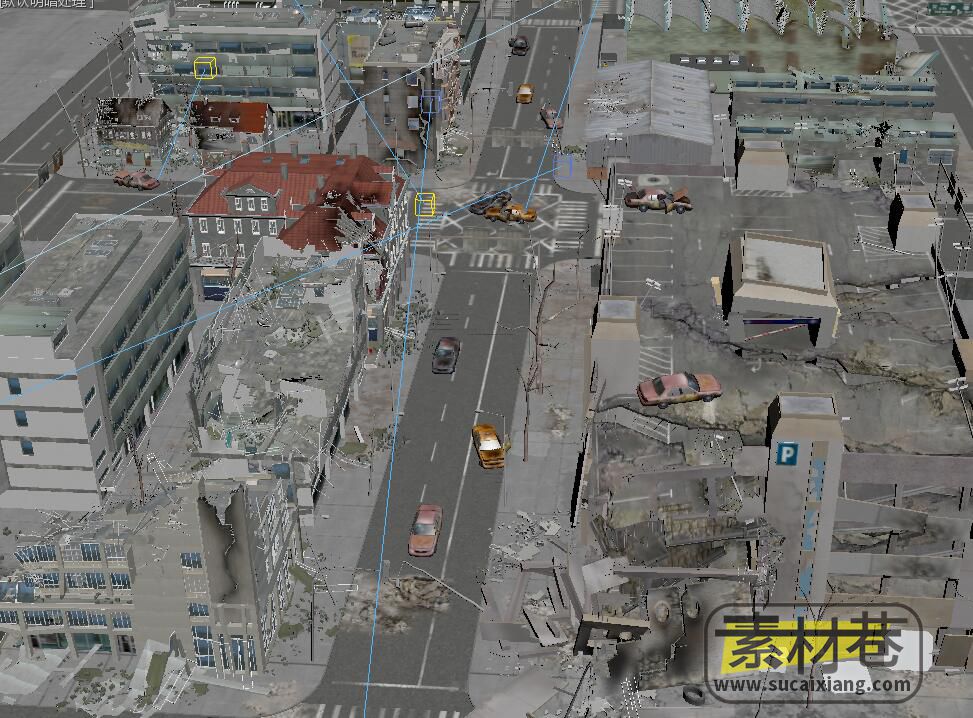战后损毁荒废的城市游戏场景模型