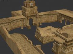 西域沙漠古迹废墟场景3D模型