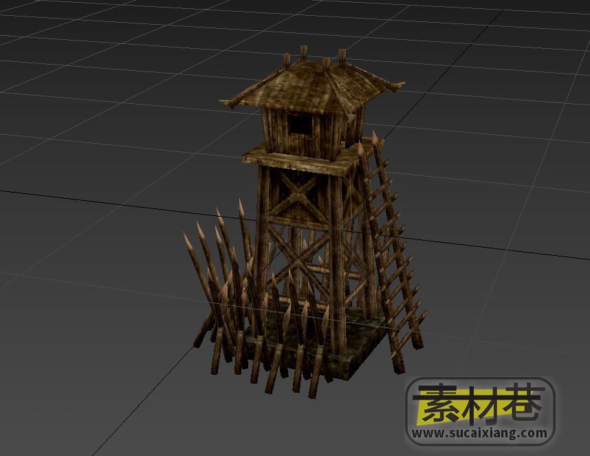 一座古代战争箭塔游戏3D模型