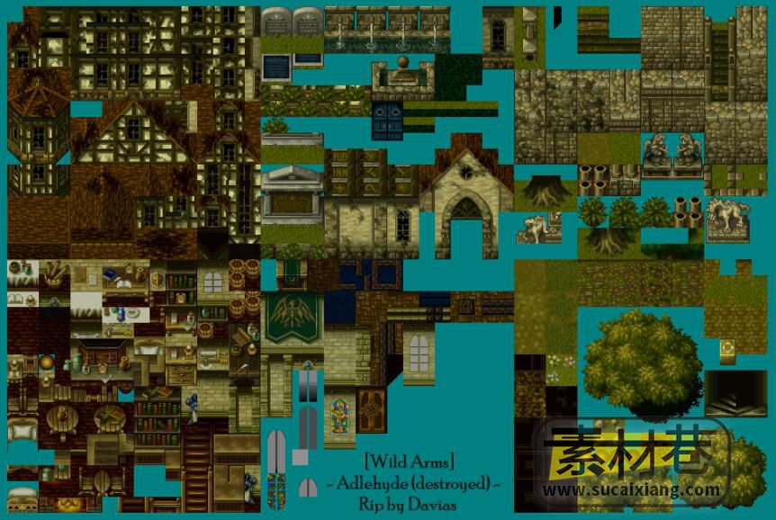 西部风格RPG游戏荒野兵器人物场景素材