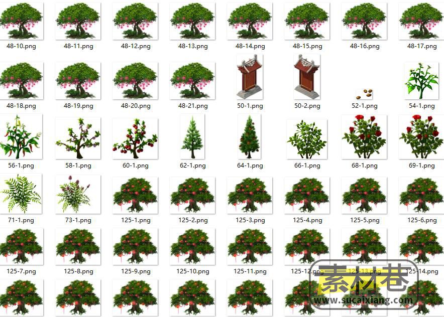2D植物雕像树木游戏素材