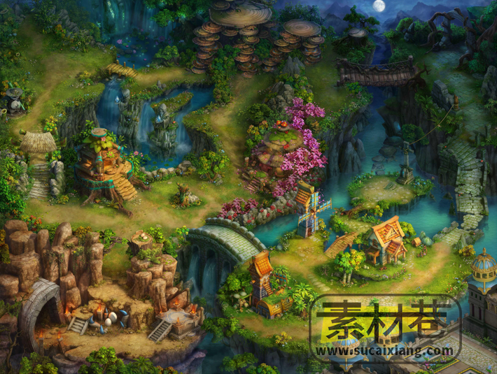 2.5D角色扮演RPG游戏大地图场景素材
