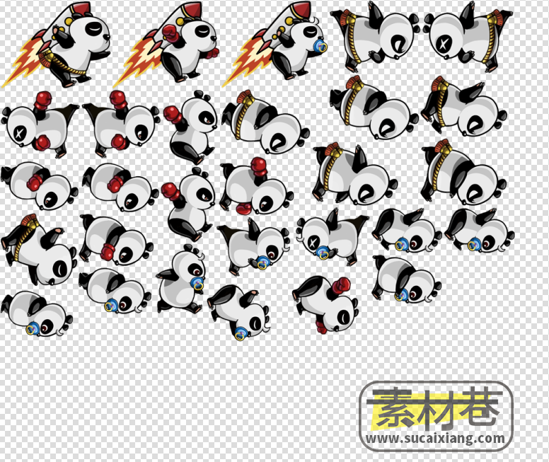 2d卡通熊猫跑酷游戏素材