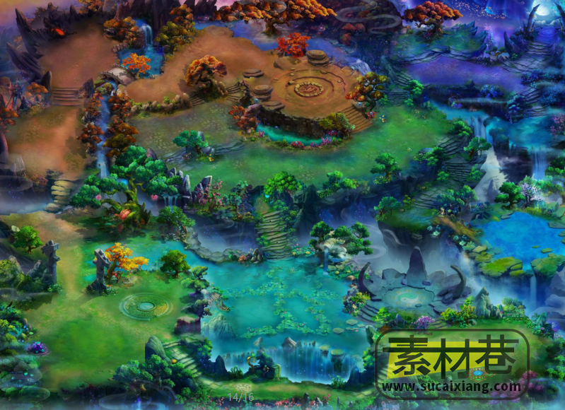 2.5D仙侠角色扮演游戏山顶地图场景素材