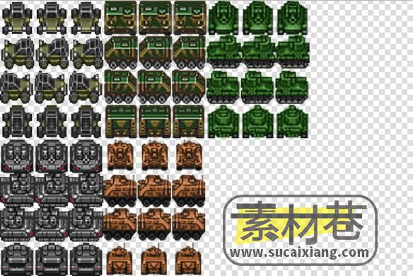 2D像素坦克机器人装甲车游戏素材