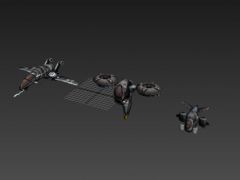 几架科幻游戏太空飞船战机3D模型