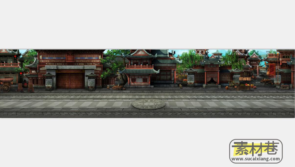 中国古典写实风格横版武侠类游戏场景素材