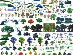 2D横版游戏各种树木植物素材