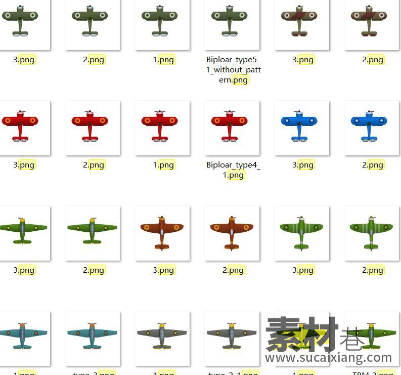 2D垂直俯视风格飞机动画游戏素材Top Down Planes Sprites Pack