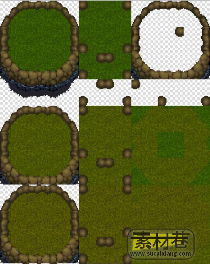 2Drpg游戏中世纪城堡村庄树木地形素材