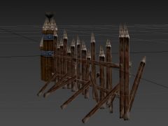 游戏古代军营木栏杆3D模型