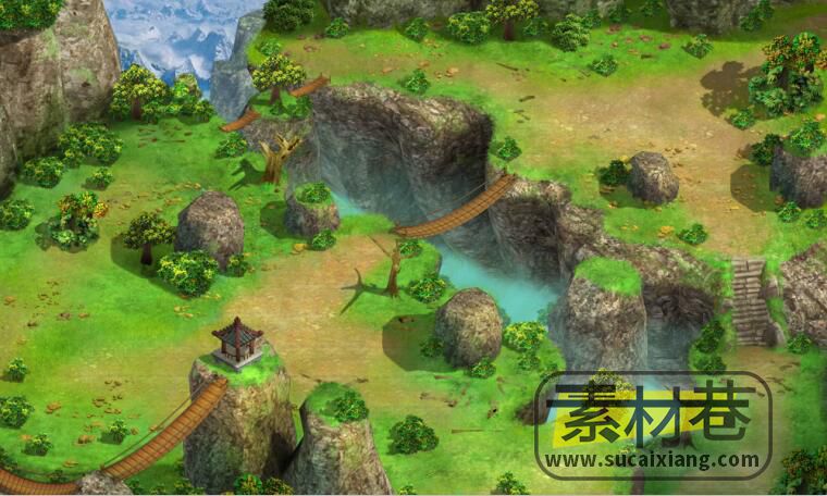 2D三国题材RPG游戏一骑当先战斗场景地图素材