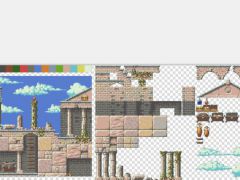 2D像素风格横版游戏房屋瓷砖素材