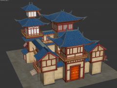 游戏古代客栈房屋模型