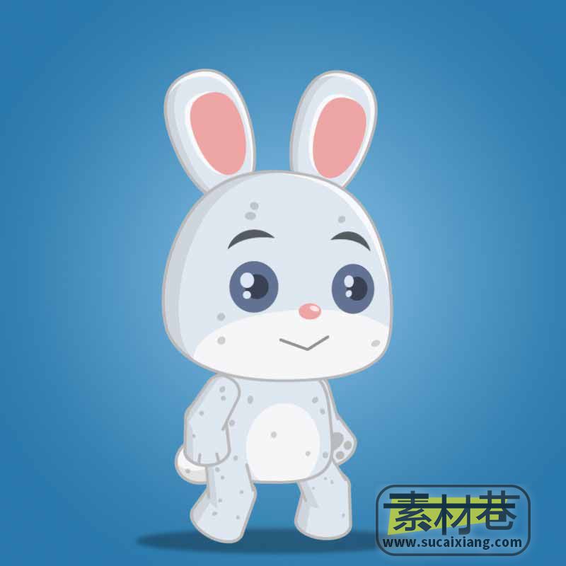 2D卡通角色可爱的兔子宝贝精灵动画游戏素材Cute Rabbit Boy Character Sprite