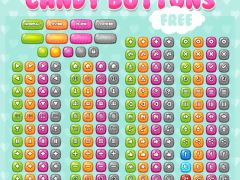 多种颜色卡通糖果图标按钮UI游戏素材CANDY BUTTONS