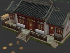 游戏古代中药店铺房屋3D模型