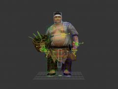 游戏古代胖厨子3D模型（带骨骼绑定）