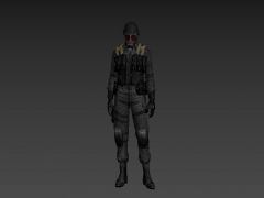 游戏带防毒面具的士兵3D模型
