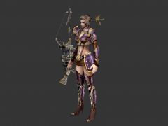 欧美风魔幻游戏美女弓箭手3D模型