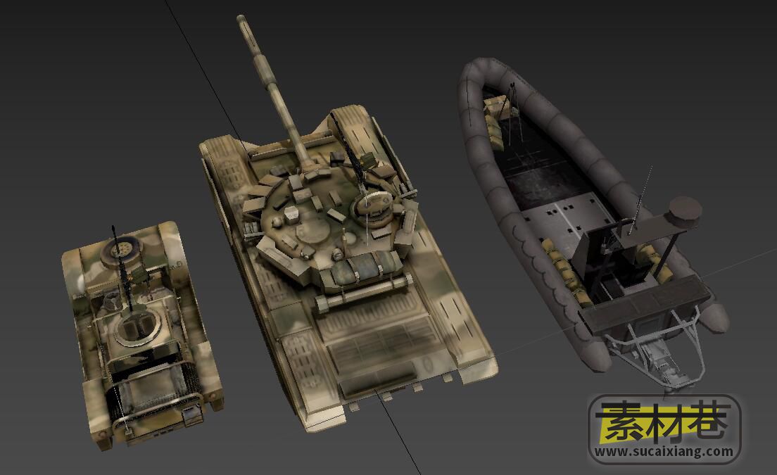 游戏坦克军车皮艇3D模型